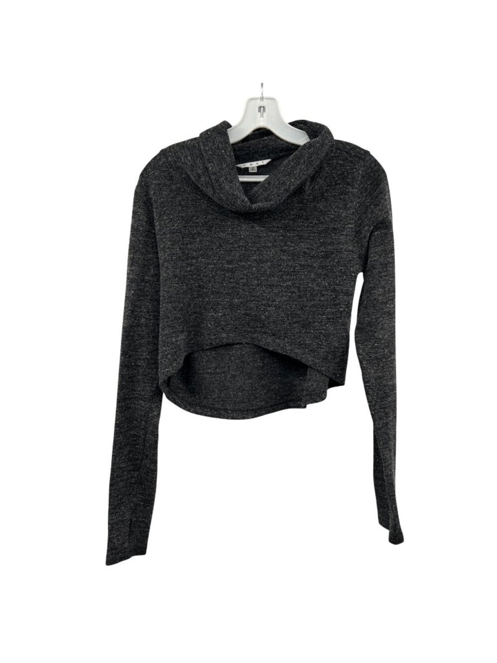 Cabi Womens Cropped Lightweight Sweater Hi Low Hem Turtleneck Gray Size Medium
